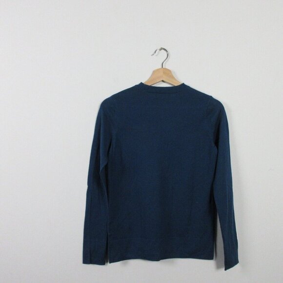 Club Monaco Womens 100% Merino Wool Sweater Top XS Luxury Blue Crew Neck 152 - Picture 2 of 9